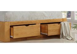 4ft6 Double Brett, Oak finish wood bed frame with drawer storage. 3